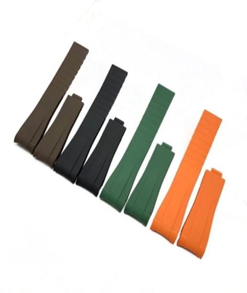 

20mm replacement rubber band for gmt submarine oysterflex silicone strap wristband2868580, Black;brown