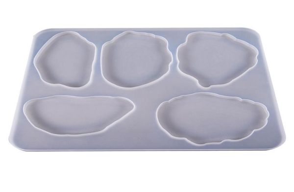 

agate coaster molds silicone resin moulds 5 cavity flexible translucence uv resin mold diy table decoration making tools1159272