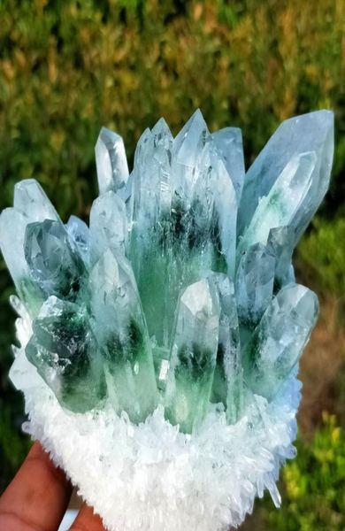 

about 200g300g400g500g new find green phantom quartz crystal cluster mineral specimen healing7046841, Black