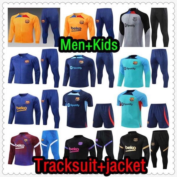 

21 22 23 barcelona barca lewandowski soccer tracksuits sets tracksuit set football kit chandal futbol survetement training suit soccer jerse, Gray