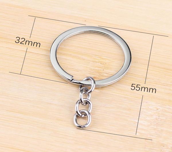 

25mm metal keychain rhodium plated alloy key chains simple key ring4038197, Silver