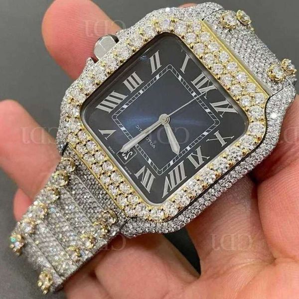 

hol9 hip hop watch yellow gold plated blue round natural diamond watch for men women wholale watchmn1v, Silver