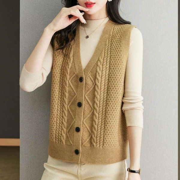 

spring style knitted vest cardigan v neck sweater western, Black;white