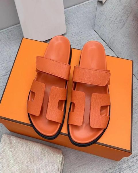 

luxury designer women slipper summer genuine leather beach el men039s slippers runner sandals orange size 9 under 104631461, Black