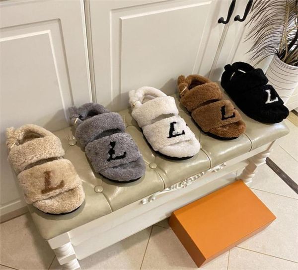 

paseo comfort slippers designer slippers women wool sandals fashion flat slides winter fur slipper outdoor casual shoes4593716, Black