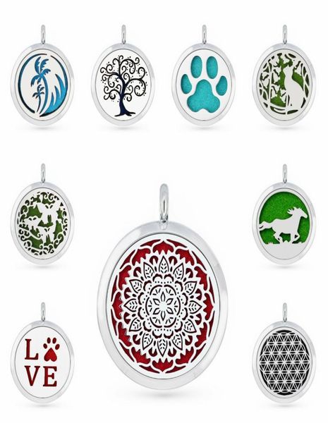 

mandala running horse cat dog paw 30mm magnet essential oil aromatherapy perfume diffuser locket pendant women jewelry with 5pcs p5326823, Silver