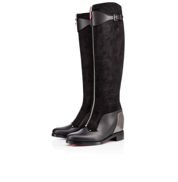 

tall women boots fashion high boots women tall boot over-knee boots karialta calfskin with belt buckle low heels black suede9419755