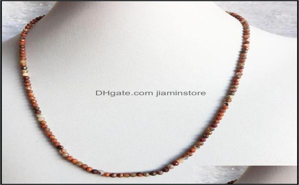 

chains m faceted red blood brecciated jasper necklace shiny natural stone chain chocker beaded mother daughter necklaces6345013, Silver