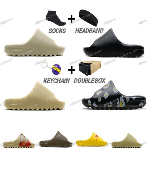 

mens womens slipper sandals beach slides slippers runner earth brown desert sand triple black bone white resin slide sandal men slipper 3511