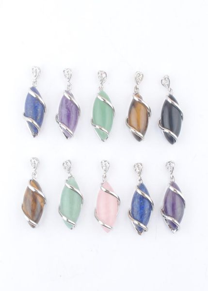 

natural gemstone pendants reiki healing chakra tigers eye rose quartz amethyst crystal lapis lazuli beads horse eye shape charm je4060523, Silver
