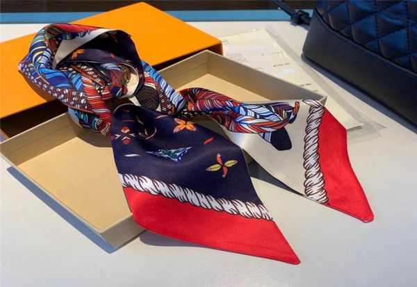 

new designer scarf double bind hair ribbon bow tie ribbon multipurpose this series really 100 silk scarf foe women4903551, Blue;gray