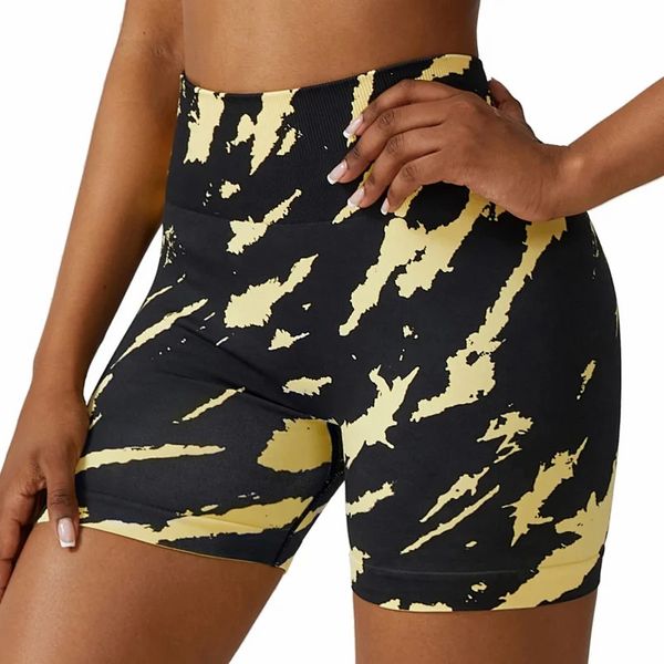 

outdoor sports fitness running printed high-waisted women yoga shorts