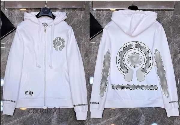

fashion luxury womens jackets designer zipper sweatshirts heart horseshoe cross print brand ch hoodies men coat casual pullover loose sweate, Black