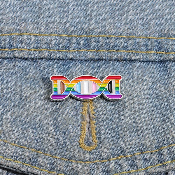 

lgbt dna enamel pins custom lesbian gay trans bi brooches lapel badges queer love is love jewelry gift for ally friends, Blue