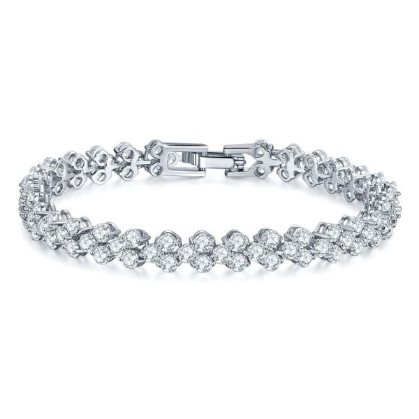 

omhxzj whole bangles fashion exquisite luxury aaa zircon 925 sterling silver gift women roman bracelets bangles s6687763, Black