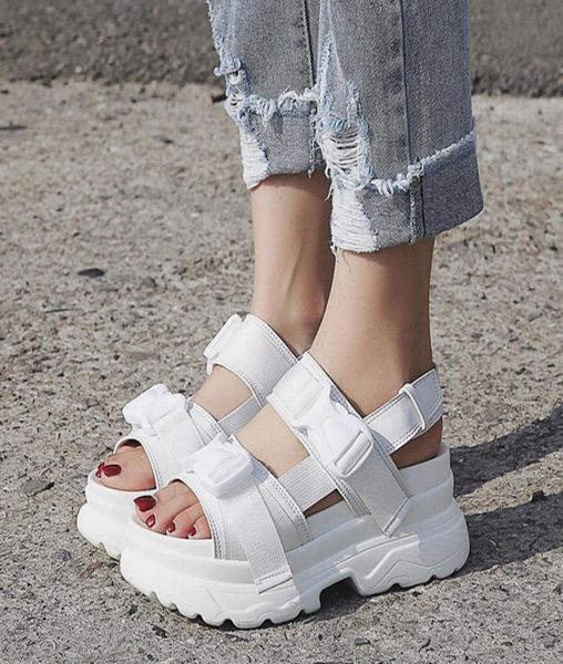 

lazyseal summer women sandals buckle design black white platform sandals comfortable women thick sole beach shoes 393m7848794