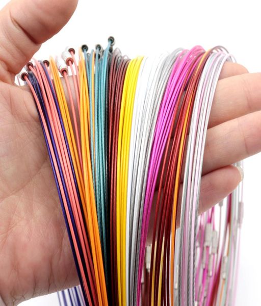 

wholesale 200pcs stainless steel cable memory cord 18inch for fashion jewelry bracelet bangle diy making findings3359060, White;red