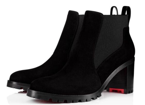 

fall women boots luxury ankle boots for lug sole marchahe chunky heels lady booties outdoor party wedding8146667, Black