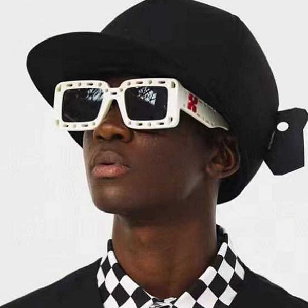 

square hollow hole sunglasses fashion men and women hip-hop net red with personality sunglasses, White;black