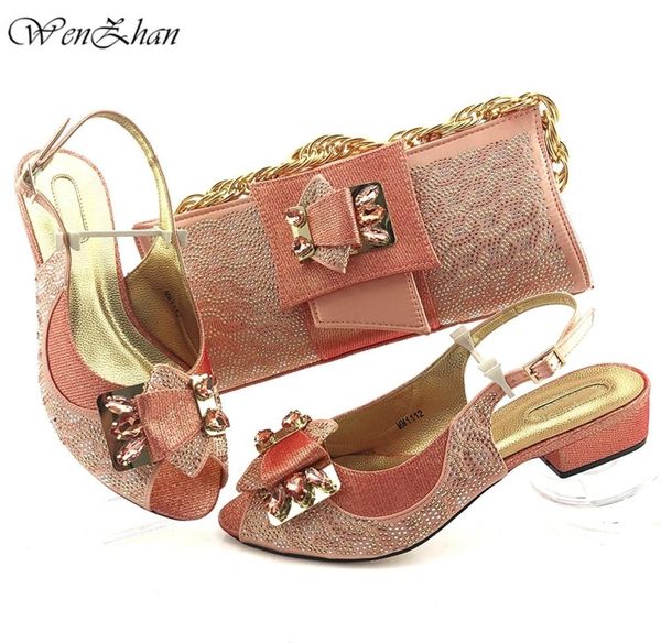 

latest peach wedding clutch bag match african women shoes soft heel matching set italian shoes and bag 3843 wenzhan b0219 lj20097923371, Black