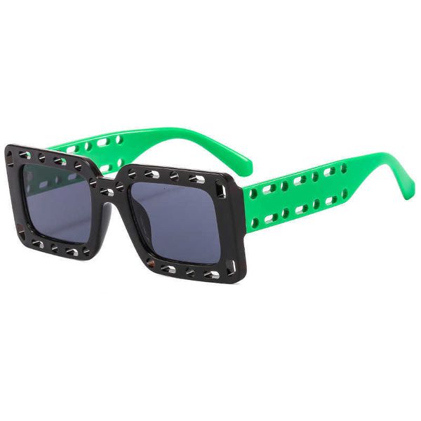 

trendy person color matching hollow out sunglasses with exaggerated design fashionable party hip-hop large box, White;black