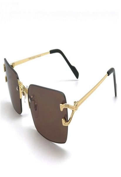 

france piars sunglasses golden silver alloy legs rimless frames fashion buffalo horn glasses clear black brown lens for men women 1940222, White;black