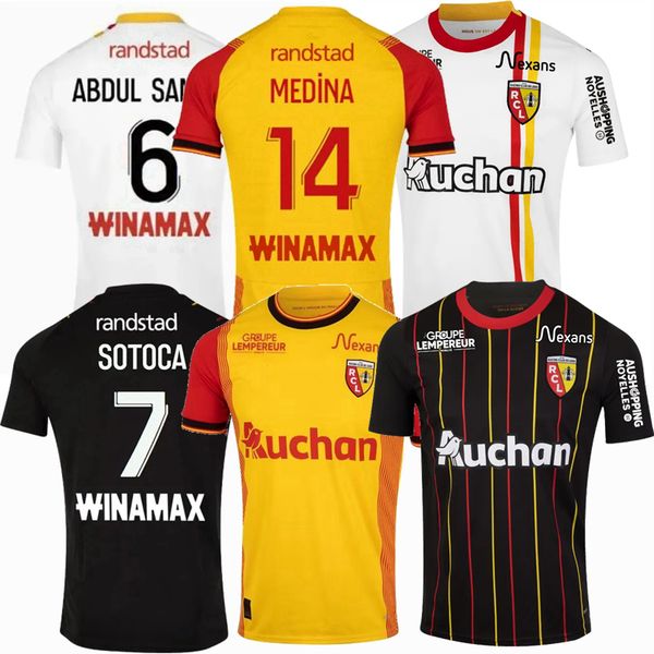 

player fans version 2023 2024 rc lens soccer jerseys sotoca wahi danso medina david costa fulgini frankowski abdul samed 23 24 football men, Black;yellow