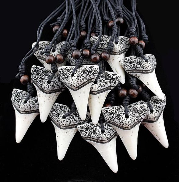 

whole lot 12pcs imitation yak bone carving shark tooth charm pendant wood beads necklace amulet gift mn1587970393, Silver