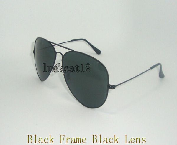 

1pcs classic pilot sunglasses designer metal sun glasses for men women black black 58mm 62mm glass lenses uv protecti1971956, White;black