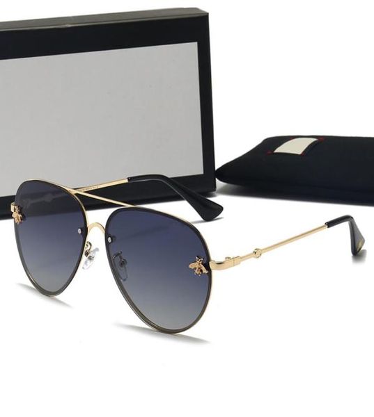 

2022 brand designer sunglasses little bee fashion new metal large frame sunglasses retro men and women highend glasses uv4005596199, White;black