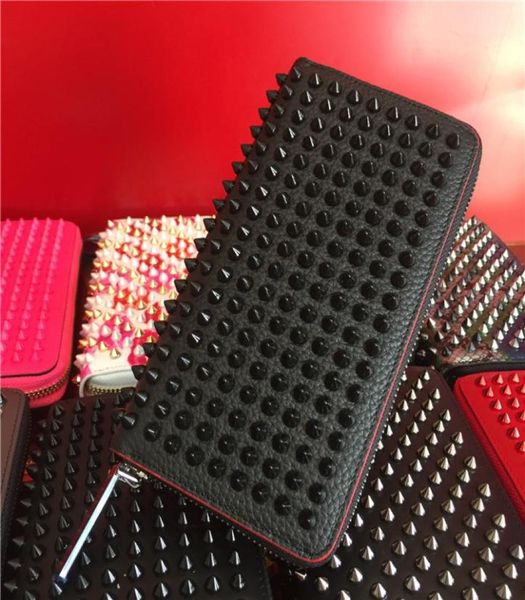 

whole long style panelled purses spiked clutch womens patent leather mixed color rivets party clutches lady039s purse with 5856043, Red;black