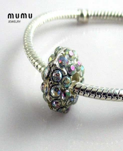 

50pcs/lot diy jewelry crystal spacer charm beads silver plated round multi loose beads fits european charm bracelets 745278, Black