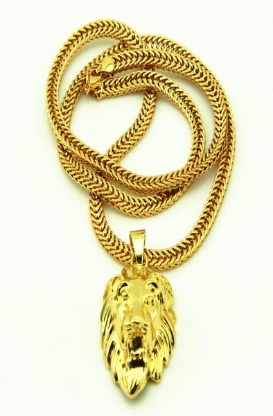 

jrl big lion head pendant necklace animal king vintage 18k gold plated hiphop chain for menwomen jewelry chain kka35074239279, Silver