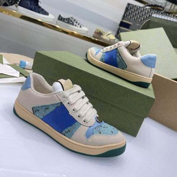 

crystal screener sneaker beige butter dirty leather shoes italy vintage red and green web stripe luxurys designers sneakers rubber sole clas, Black