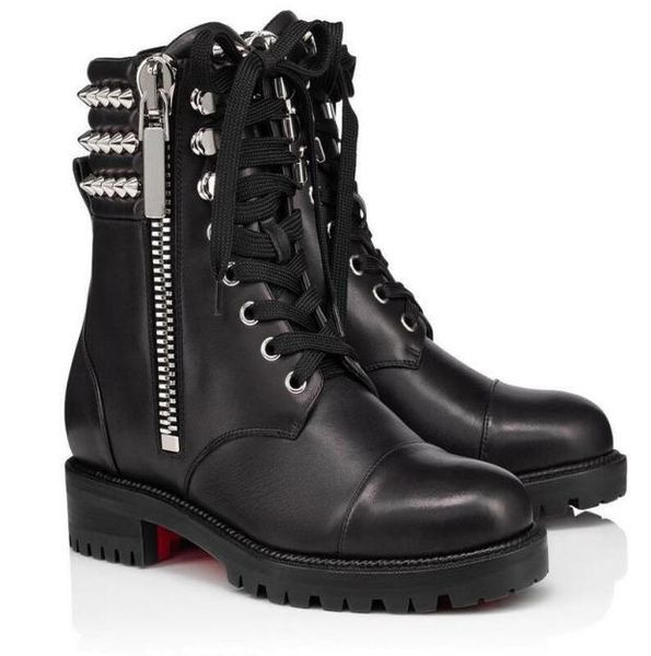 

2021s lady black shoes women ankle boots luxury designers shoe pumps mayr boot flat calfskin genuine leather spikes platform reds soles high