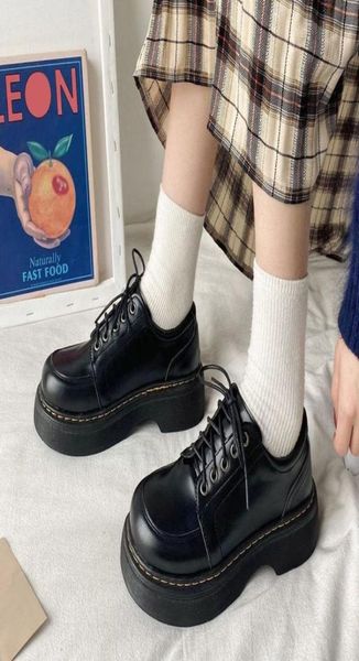 

platform shoes lolita mary janes women039s school uniform jk student women girl round toe vintage oxford 2204256779084, Black