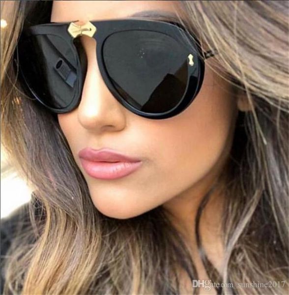 

luxury oversize sunglasses women retro brand designer big frame sun glasses trendy men black shades 90s clear lens glasses pilot s3495471, White;black