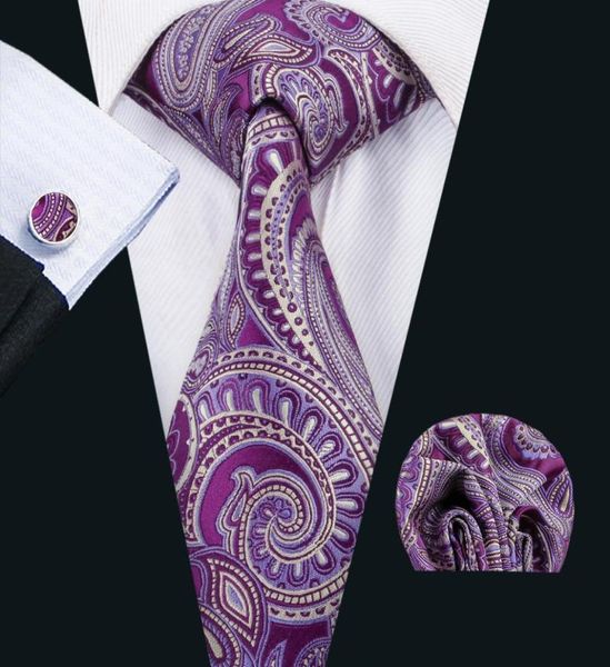 

classic silk mens neckties purple tie sets paisley mens necktiestie hanky cufflinks jacquard woven meeting business wedding party 9255326, Black;blue
