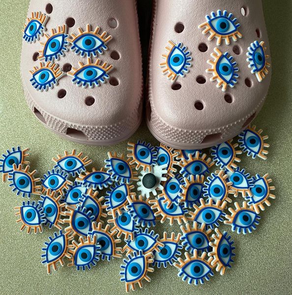 

wholesale evil eye shoe charms parts accessories with buckle pins for teens girls boys adult1893453, White;pink