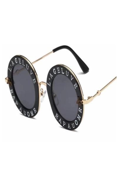 

trending products bee designer luxury women sunglasses pink fashion round letter pattern vintage retro metal frame sunglasses wome1325367, White;black
