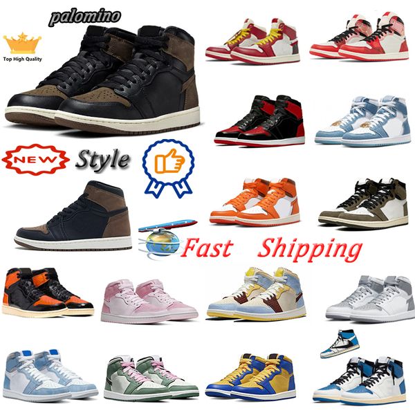 

jumpman 1 basketball shoes men 1s lost found true university blue hyper royal panda dark mocha unc smoke grey women sports sneakers trainers