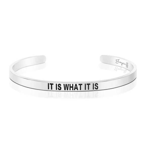 

stainless steel cuff bracelet cshaped opening lettering it is what it is creative female exquisite jewelry holiday gift3993558, Black