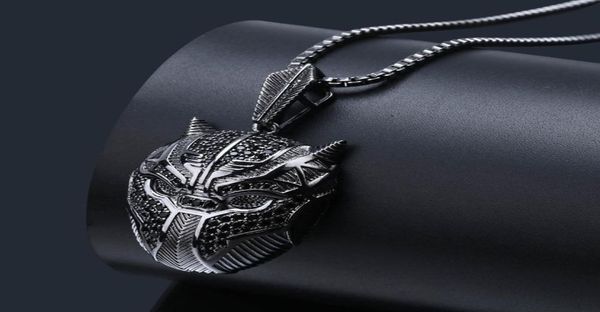 

iced out cartoon black mask pendant necklace micro paved black zircon men women charm jewelry gift7984850, Silver