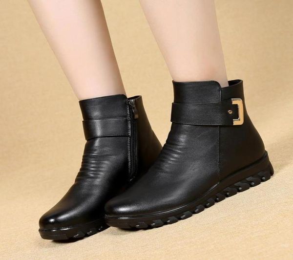 

boots winter women 2021 autumn furry shoes ladies ankle fluffy fur mom plush woman flat warm boot waterproof size 92553178, Black