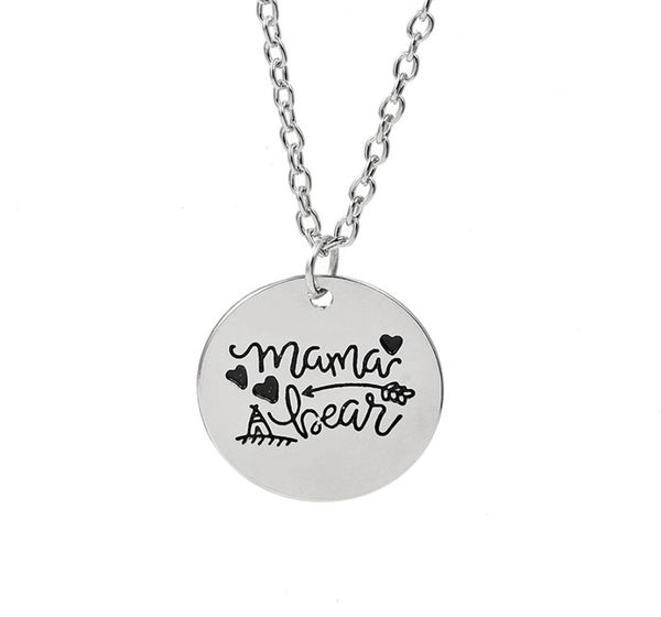 

12pcslot mama bear engraved disc pendant charms necklace arrow love necklace mother day gift jewelry7349922, Silver