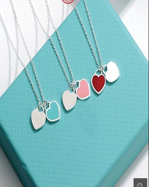 

new s925 sterling silver pendant jewelry high-end craftsmanship, with official logo blue heart necklace wholesale6436971