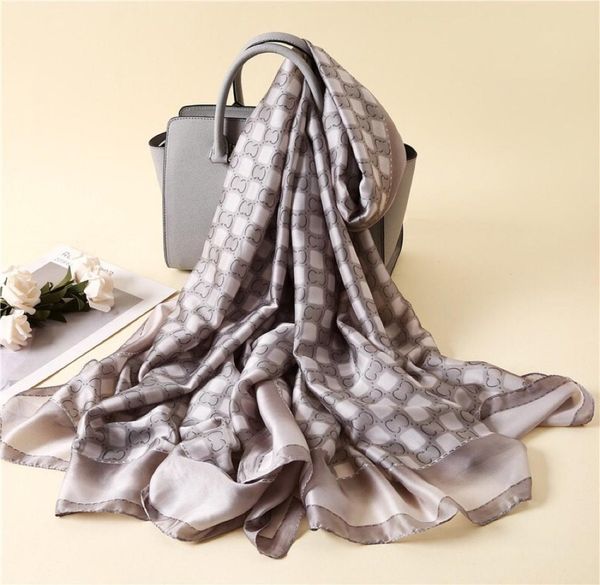 

luxury designer brand silk print letters silk print 180 90cm scarf elegant ladies wrapped scarf sh4022553, Blue;gray