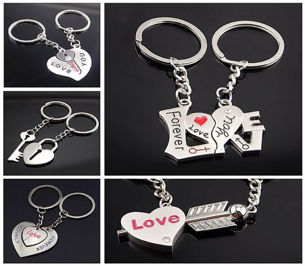 

fashion i love you keychains for women and men lover keychains heart pendant bag charm keychains2559368, Silver