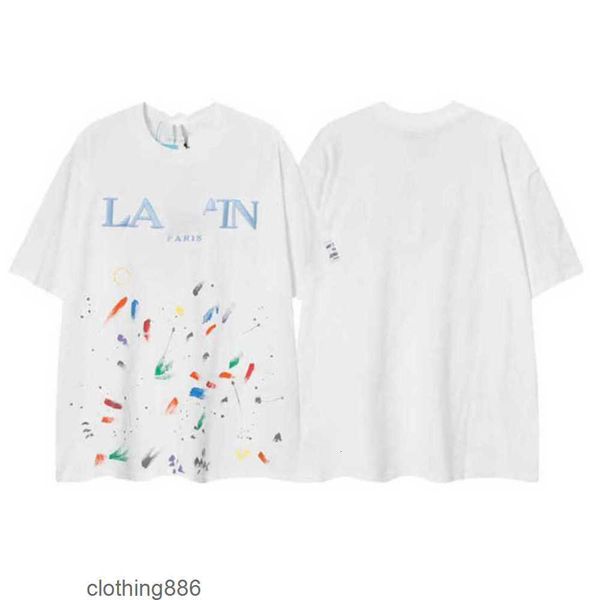 

new designer lanvins t shirt shorts fashion men's and women's beige speckle alphabet print trendy trend basic casual fashion loose, White;black