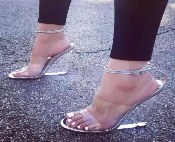 

with box size 35 to 42 ankle gold heels silver clear heels bridal wedding shoes8616077, Black
